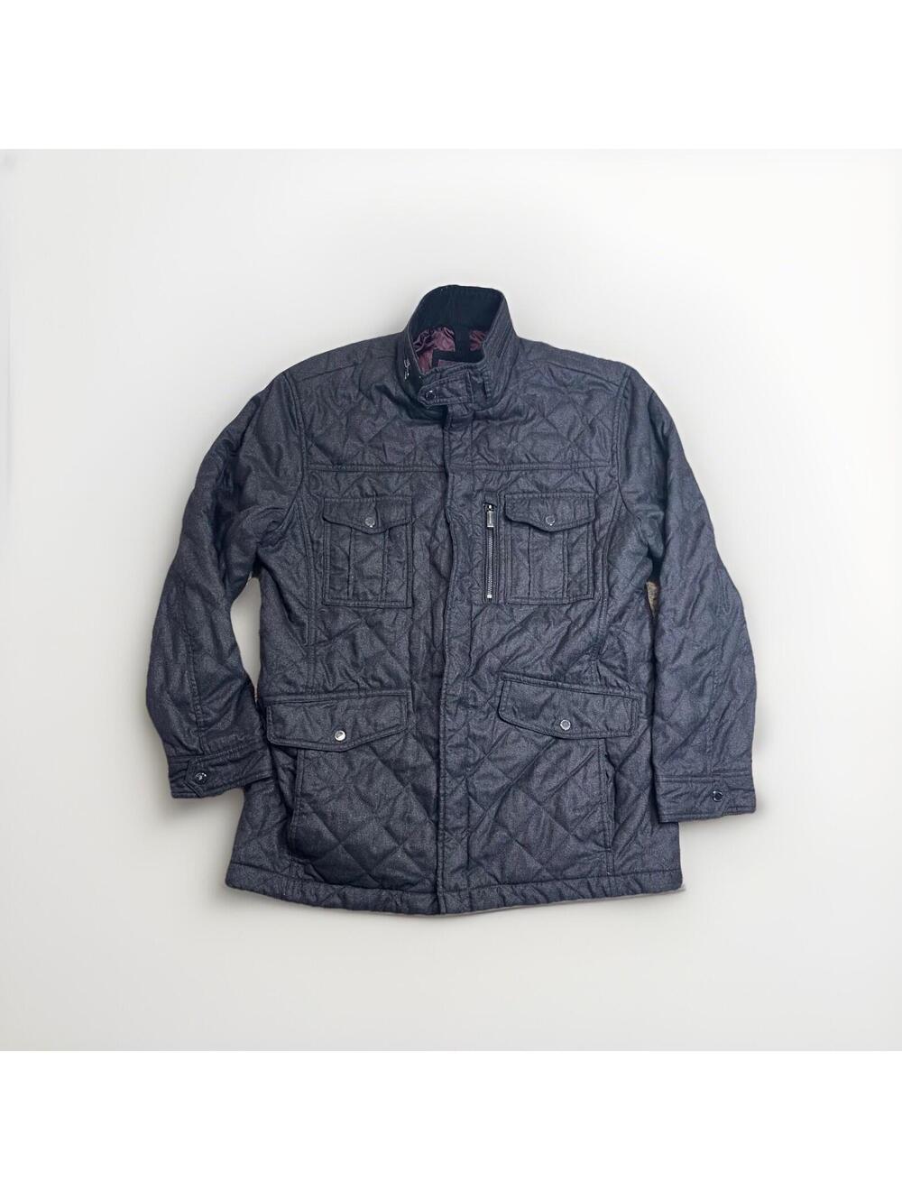Johnston Murphy Mens Black Cotton Zip Military Style Jacket Sz.L